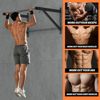 Adjustable Depth Wall Mounted Pull Up Bar 51'' 500LB Heavy Duty Chin Up Bar - size: 51"