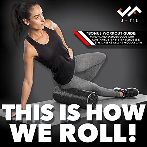 JFIT High Density Foam Roller – EPP Deep Tissue Massage Roller for Muscle Recovery, Myofascial Release & Stretching - color: Speckled Blue, size: 18-Inch