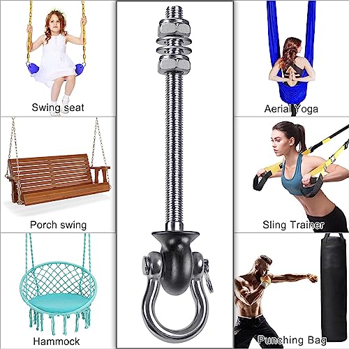 Dolibest Heavy Duty Swing Hangers, Stainless Steel 304 Swing Bolts, 180° Swing, Perfect for Playground, Porch, Yoga, Hammock Chair, Punching Bag - for Wood and Steel Beams, 7.67'' (4Pack) - color: Silver 7.67''-4pcs
