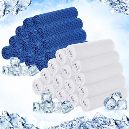 Hosuly 30 Pack Cooling Towels 40"x12" - color: Dark Blue, White