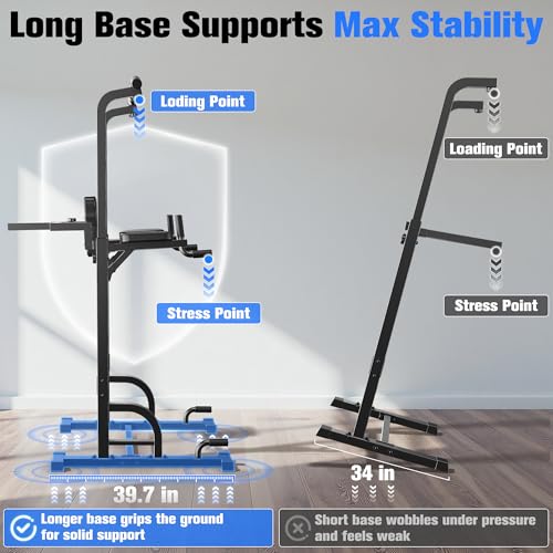 Sportsroyals Power Tower Pull Up Bar Station, 450LBS Stable Pull Up Dip Station for Home Gym Strength Training Equipment | FED Fitness - color: Black-01