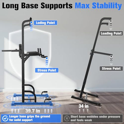 Sportsroyals Power Tower Pull Up Bar Station, 450LBS Stable Pull Up Dip Station for Home Gym Strength Training Equipment | FED Fitness - color: Black-01