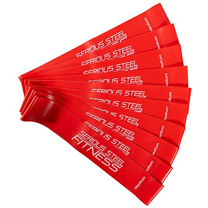 Mini Resistance Loop Bands | Rehab and Prehab Stretch Bands | 12" Exercise Workout Bands (Sets of 5 Pack and Sets of 10 Pack Trainer Options Available!) - color: Medium 10 Pack (2" x 12")