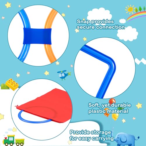 2 Sets of Hopscotch Outdoor Squares 20 Pcs Hopscotch Ring Game with 30 Pcs Connectors Outdoor Indoor Obstacle Course for Kids Playground Agility Training(Hoop, Square) - style: Hoop, Square
