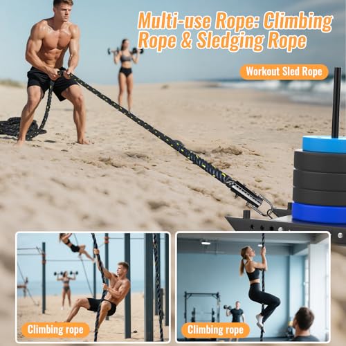 Weight Workout Sled Pulling Rope - 1.5 Inch x 20FT Heavy Duty Workout Sled Pull Rope for Tire Pulling, Football Training - Fitness Resistance Exercise Equipment for Men & Women - size: 1.5IN X 20FT