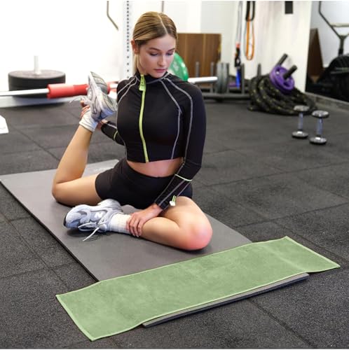 NUKURA 12” x 40” Gym Sweat Towel, 450 GSM, 100% Cotton, High Absorbency, Extra Soft & Quick Dry Workout, Yoga, Fitness, Pickleball, Running Neck Towel – Sage Green