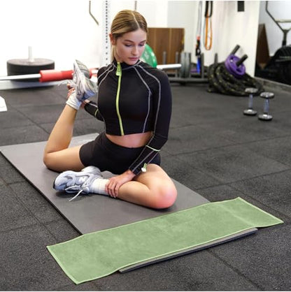NUKURA 12” x 40” Gym Sweat Towel, 450 GSM, 100% Cotton, High Absorbency, Extra Soft & Quick Dry Workout, Yoga, Fitness, Pickleball, Running Neck Towel – Sage Green