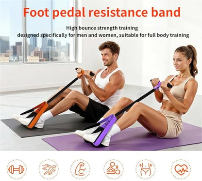 Multifunction Pedal Resistance Band with Handle,Tube/Petal/Foot/Full Body Resistance Bands with Handles,Multifunctional Foot Pedal Resistance Band,Leg Raise Straps.
