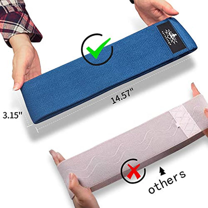 Large Resistance Band,14.5" x3.15",Fabric Exercise Loop Bands with Instruction Guide and Carry Bag, Set of 3.