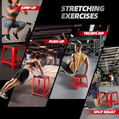 Plyometric Platform 12/18/20/24 Inch Fitness Exercise Jump Box Step for Fitting, Plyometric Jumping Exercise Training - color: Red 4P