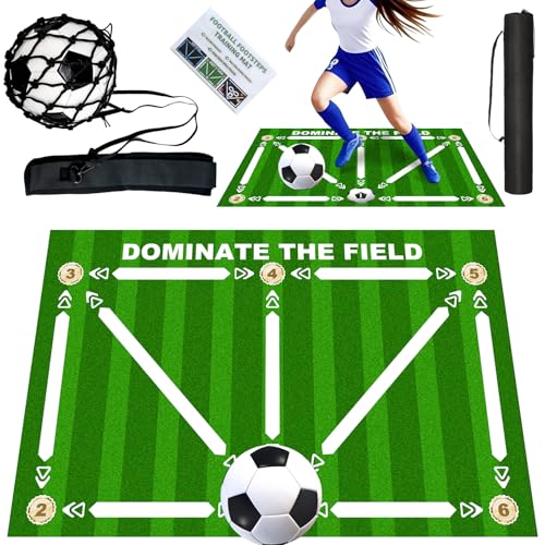 Non-Slip Thickened Soccer Training Mat with Guide - color: Green-White