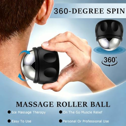 Massage Ice Roller Ball Cold & Heat Therapy Tight and Sore Muscles Relief - color: Black-01