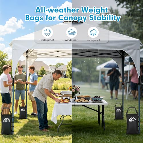 MoKo 120 LBS Zipper Top Sand Bags for Canopy Legs (Set of 4, Without Sand), Windproof Weight Bags with Silicone Handle for Gazebo Leg, Pop Up Canopy Tent Weights, Sandbags for Weight, Black