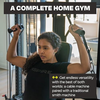 Inspire Fitness Home Gym Functional Trainer with Selectorized Smith Bar - Compact Home Workout Machine with Accessories and 2 x 165 lb Weight Stacks - style: Inspire w/ Selectorized Smith Bar