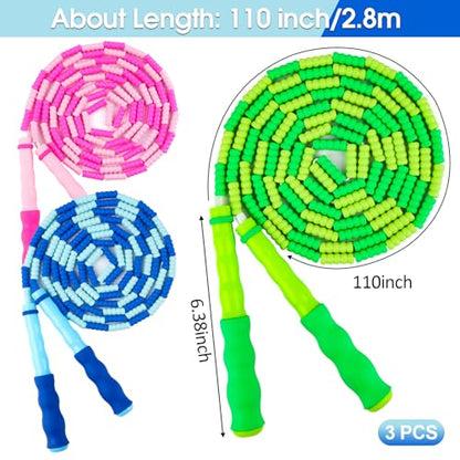 Jump Rope for Kids, 9 Ft Adjustable Jump Ropes for 4 5 6 7 8 10 12, Segmented Soft Beaded Jumping Rope Age 8-12, Tangle Free Skipping Rope for Women Man Fitness Weight Loss