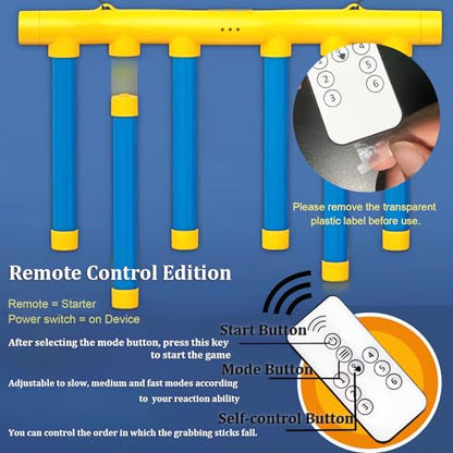 Tendry Reflex Drop Sticks Challenge Game, Hand Eye Coordination Training Toy, Upgrade Remote Control 3 Adjustable Speed