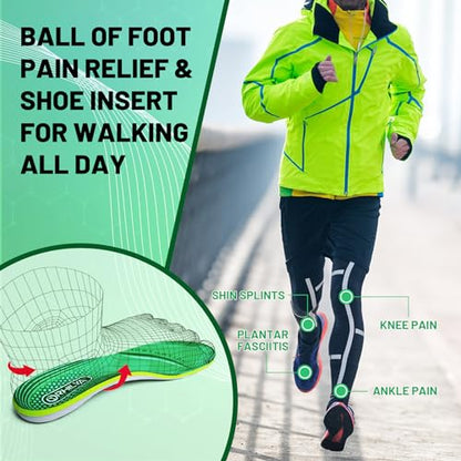 220lbs+ Metatarsal Insole Arch Support Plantar Fasciitis Relief - color: Yunshan Green, size: MEN (5-5 1/2)|WOMEN (7-7 1/2)--240MM