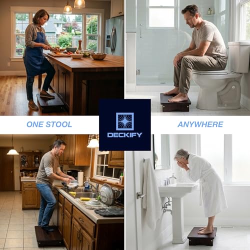 Premium Wooden Step Stool for Adults, Small Acacia Wood Stepping Stool, Non-Slip 1-Step Bedside Stool for Bed & Bathroom, 600 lbs, Portable — 3.5 Inch - size: 3.5 Inch