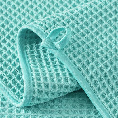 Microfiber Waffle Face Towels, 2 Pieces, Soft, Absorbent, Fast Drying, Lint Free 430 GSM (Turquoise) - color: Turquoise