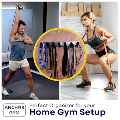 Anchor Gym Resistance Band Storage Rack - Gym Rack Organizer for Ropes, Straps & Small Dumbbells - (L-17 Inches) - (Screws Included)