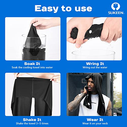 Sukeen Cooling Hoodie Towel for Men, Cooling Towels for Neck and Face, Cools When Wet Cooling Neck Wraps, Sport Workout Camping Cycling Cool Towel for Hot Weather