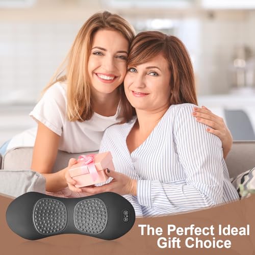 Electric Lumbar Massage Pillow, 3-in-1 Rechargeable Triple Fusion Back Massager with Heat/Vibration/Traction, Heated Lower Back Massager Pillow for Pain Relief Deep Tissue, for Bed Chair