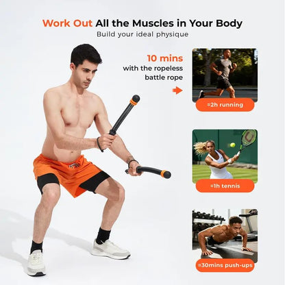 Ropeless Battle Ropes with Adjustable Weights, Cordless Heavy Battle Rope for Home Gym & Travel, Portable Weighted Exercise Equipment for HIIT, Cardio & Low Impact Workout(Black)