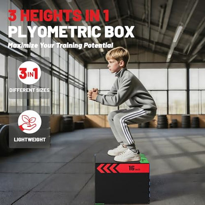 papababe 3-in-1 Jump Box, Anti-Slip, High-Density Foam - style: 12 x 14 x 16 inch (15 lb)