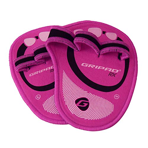 Gripad RX Lifting Grips | The Most Durable Grip Pads Yet | The Alternative to Weight Lifting Gloves, Gym Workouts, WOD, Weightlifting | Neoprene Hand Grips | Flexible Rubber Palm - color: Black / Pink