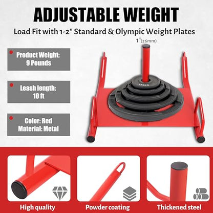 ECOTRIC Power Speed Sled & Harness Weighted Drag Sport Running Football Train Fit for 1-2 Inch Plates