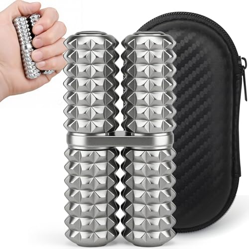 Handheld Fidget Toy, Metal Hand Roller Thumb-Press Massage Style Pain for Adult Relieve Stress Anxiety Tension, Office Travel Classroom, Novelty Gifts for Friends - Sliver - color: Silver