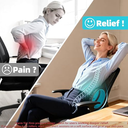 GymCope Back Roller for Back Pain Reliefn & Stretching, Deep Tissue Massage Roller Supports Up to 530 lbs / 240 kg, 5.5''-7.5'' Curved Foam Roller for Home Physical Stretching (Blue, Firm) - size: Firm
