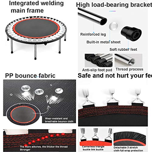 TXTC 40inch Foldable Mini Trampoline,Fitness Trampoline with Trampoline Bag,Stable & Quiet Exercise Rebounder for Kids Adults Indoor,Workout Max 440lbs (Color : D-50inch)