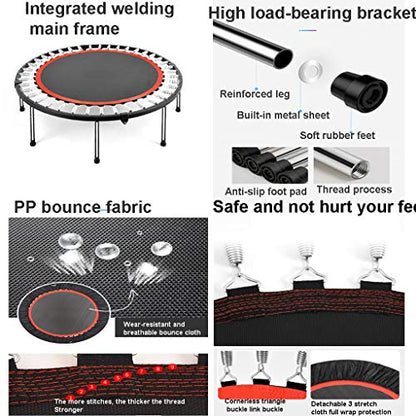 TXTC 40inch Foldable Mini Trampoline,Fitness Trampoline with Trampoline Bag,Stable & Quiet Exercise Rebounder for Kids Adults Indoor,Workout Max 440lbs (Color : D-50inch)