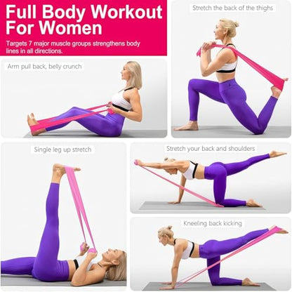 18PCS Resistance Bands Bulk, Non-Latex Physical Therapy Bands, Professional Flat Bands for Trainers, Pilates & Home Gym Full Body Workout, Strength Training, Includes 6 Sets with Carry Bags