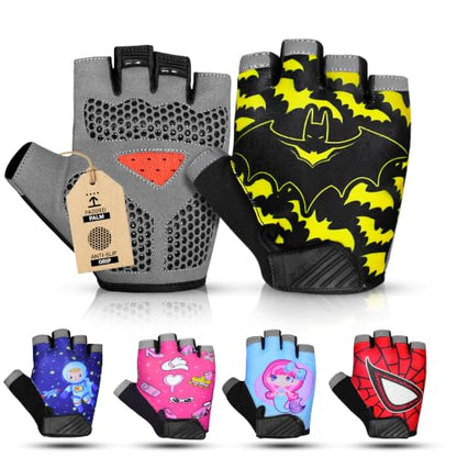 Half Finger Kids Cycling Gloves, Non-Slip Kids Bike Gloves - color: Black, size: Large [8 - 10]