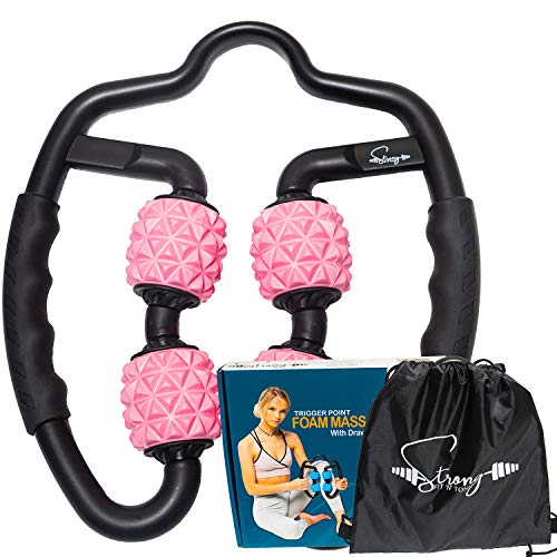Foam Roller Deep Tissue Massager | Myofascial Massage Tools with Drawstring Gym Bag | Muscle Roller for Legs | Fit Roller Pro, High Density Foam Trigger Point Leg Circulation Massager - color: Pink