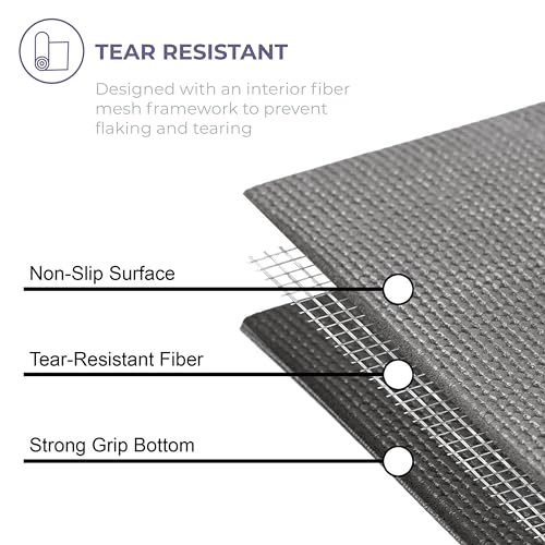 Voyage Yoga Mat, 10 Pack, 72" x 24" Professional Studio and Gym Bulk Yoga Mats, 5mm Thick, Durable, Anti-Tear, Non Slip Fitness and Exercise Mats - color: Charcoal