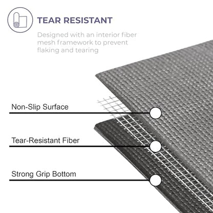 Voyage Yoga Mat, 10 Pack, 72" x 24" Professional Studio and Gym Bulk Yoga Mats, 5mm Thick, Durable, Anti-Tear, Non Slip Fitness and Exercise Mats - color: Charcoal