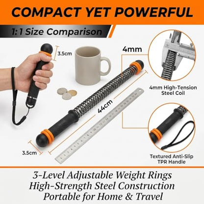Weighted Ropeless Battle Ropes with Wrist Guards, Heavy Cordless Battle Rope Training Equipment for Home Gym, Spring Resistance Arm Workout Ropes, Non-Slip TPE Handles