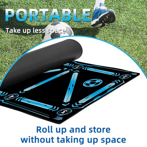Soccer Training Mat with QR Code Video Tutorials,Non-Slip High-Density Footwork Practice Mat for Athletes & Players,Professional Ball Control & Dribbling Equipment for Home & Gym,Durable Soccer Gift.