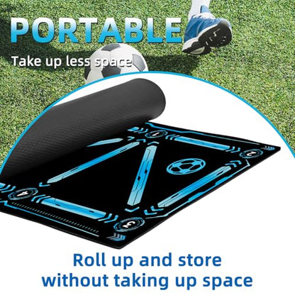Soccer Training Mat with QR Code Video Tutorials,Non-Slip High-Density Footwork Practice Mat for Athletes & Players,Professional Ball Control & Dribbling Equipment for Home & Gym,Durable Soccer Gift.