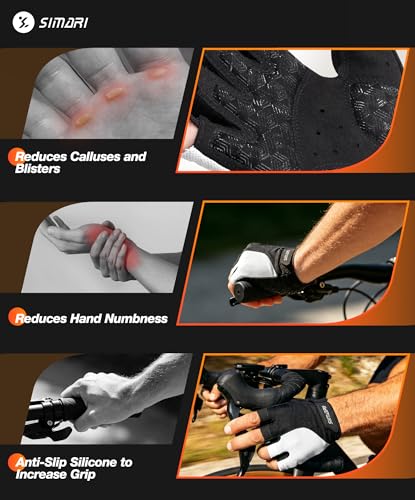 SIMARI Gel Pad Cycling Gloves with Shock-Absorbing/Grip/Breathable, Workout Bike Gloves for Men Women Biking, Mountain Biking, Fitness, Gym Exercise, Weight Lifting Training, Yoga, Pilates