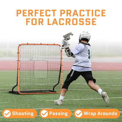 ACELETIQS Volleyball Rebounder Net, Soccer Rebounder, Lacrosse Rebounder, Baseball Rebounder Net | Improve Pitching and Fielding Training, Spiking, Passing and Shooting Skills - color: Orange