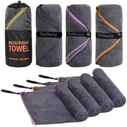 Dofilachy 4 Pack Camping Towel - Camping Towels Quick Dry Towel Microfiber Travel Sports Towel for Camp Bath Beach Swim, Large 24” x 48”