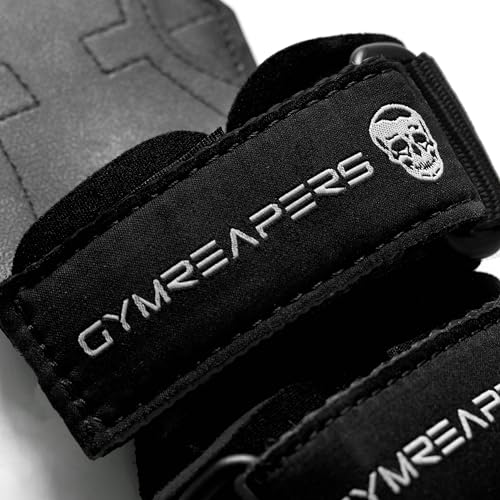 Gymreapers Weight Lifting Grips (Pair) for Heavy Powerlifting, Deadlifts, Rows, Pull Ups, with Neoprene Padded Wrist Wraps Support and Strong Rubber Gloves or Straps for Bodybuilding