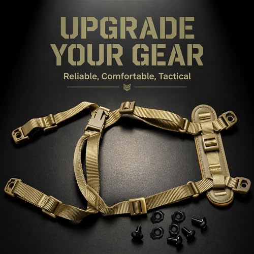 Jeeone Tactical Helmet Chin Strap, Universal Adjustable Dial 4-Point Suspension System with Bolts, for ACH Arisfit Fast MICH Bump Helmet - Tan | nylon - color: Tan
