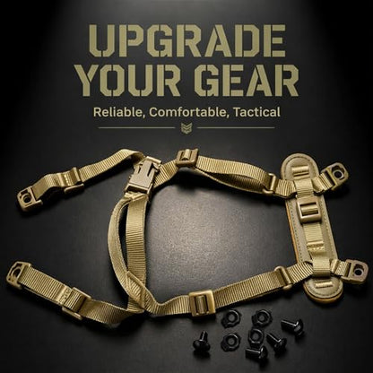 Jeeone Tactical Helmet Chin Strap, Universal Adjustable Dial 4-Point Suspension System with Bolts, for ACH Arisfit Fast MICH Bump Helmet - Tan | nylon - color: Tan