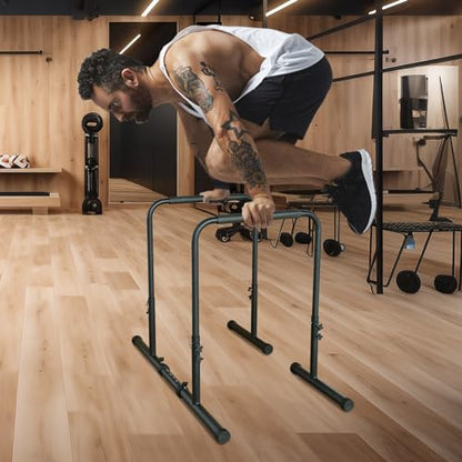 Dip Station Functional Adjustable Heavy Duty Dip Stands Fitness Workout Dip bar Station Stabilizer Parallette Push Up Stand Multi-Function Fitness Training Equipment