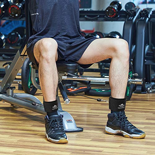 Ankle Wrist Cuffs Neoprene Padded Straps D-Ring Glute Kickback for Cable Machines Legs Exercise Adjustable Fitness - color: D ring black